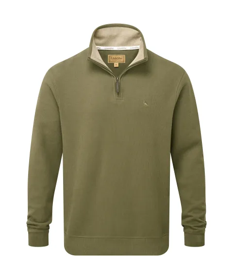 Schöffel Country Kingsand Quarter Zip Jumper - Dark Khaki Green