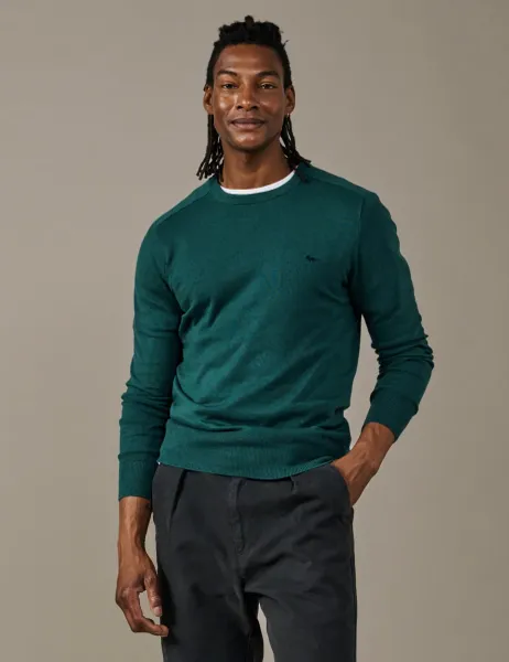 Aubin Cotton Rich Crew Neck Jumper with Cashmere Green