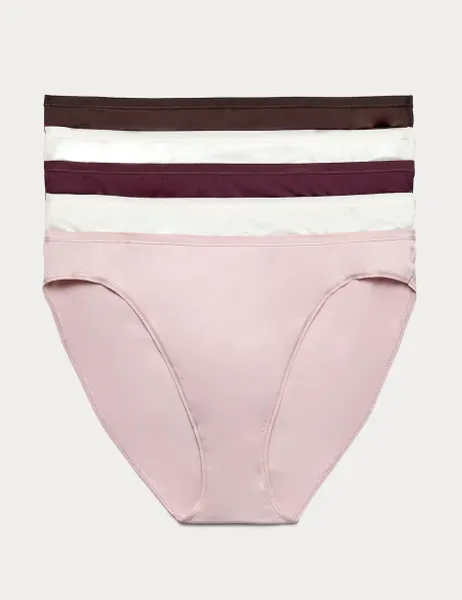 Marks & Spencer 5pk Microfibre High Leg Knickers Bitter Chocolate