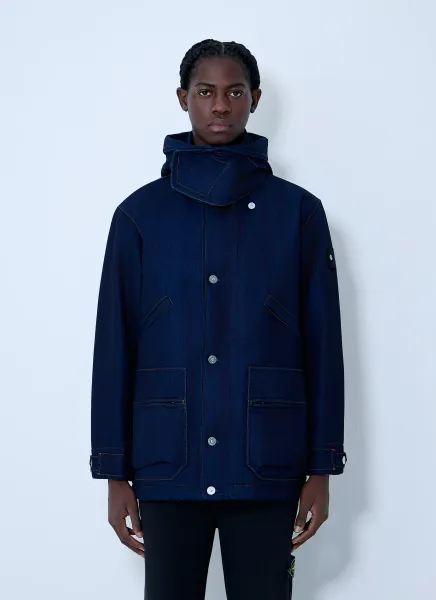 Denim Hooded Short Parka Jacket