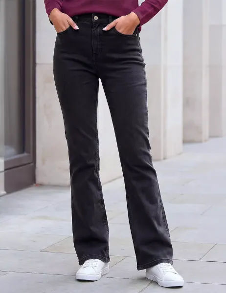 Roman Petite Mid Rise Stretch Bootcut Jeans Black Mix