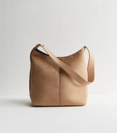 Camel Faux Suede Bucket Bag Vegan
