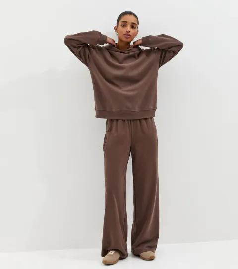 Women's Dark Brown Wide Leg Joggers