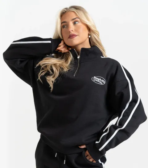 Women's Peach:Fit Black Laelia Quarter Zip Sweatshirt