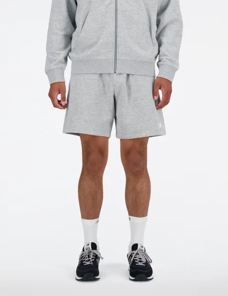 New Balance Cotton Rich Fleece Longer Length Shorts Grey