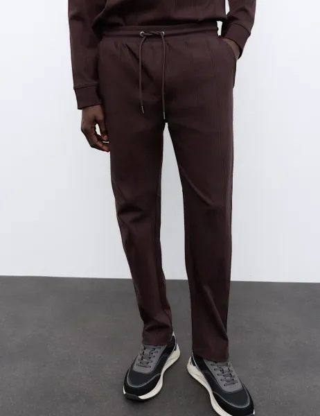 Autograph Drop Needle Pure Cotton Straight Leg Joggers Teak