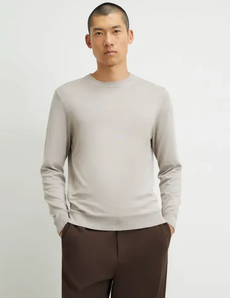 River Island Slim Fit Crew Neck Jumper Stone