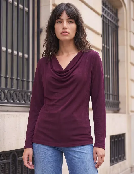 Roman Cowl Neck Regular Fit Top Dark Purple