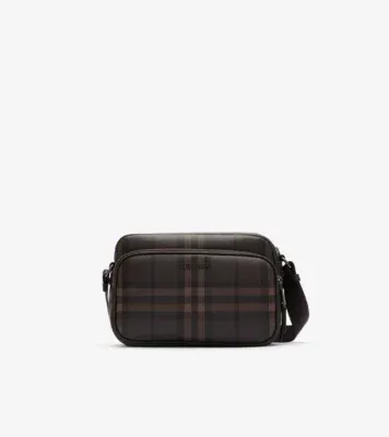 City Check Pocket Crossbody Bag in Dark brown