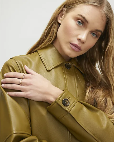 River Island Linked Diamond Simulant Stack Rings Set