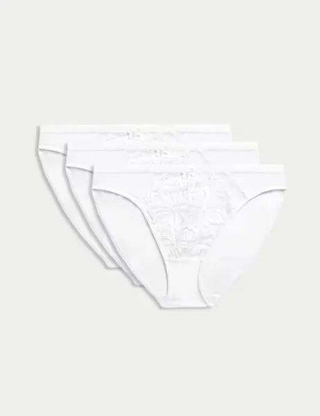 Marks & Spencer 3pk Amelia Lace High Leg Knickers White