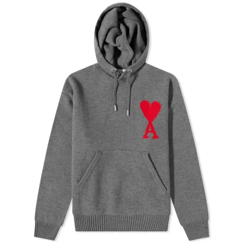 AMI Large A Heart Knitted Popover Hoodie