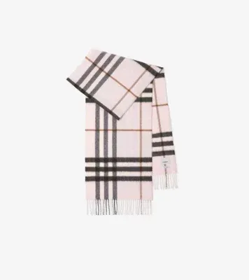 Check Cashmere Scarf in Pale candy pink