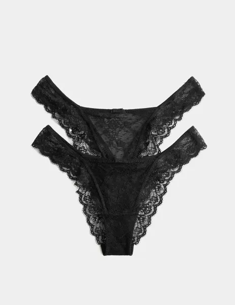 Marks & Spencer 2 Pack Ida Lace Miami Knickers Black