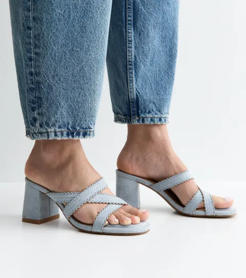 Women's Grey Faux Leather Laser Strap Mules Vegan
