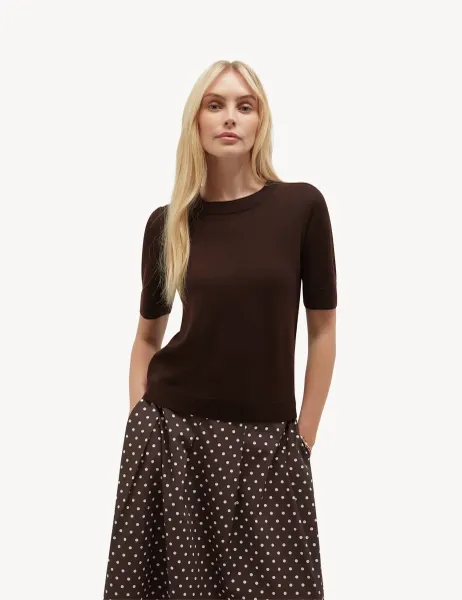 Hobbs Pure Merino Wool Textured Knitted Top Brown