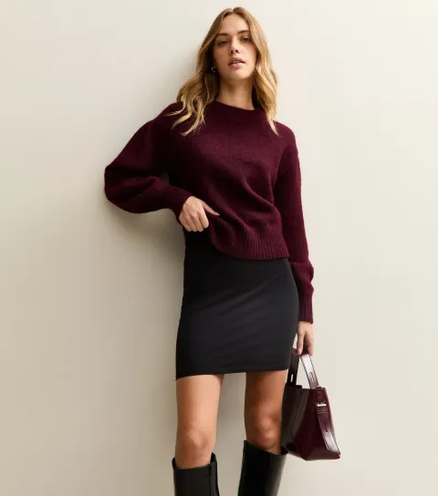 Women's Black Stretch Cotton Tube Mini Skirt