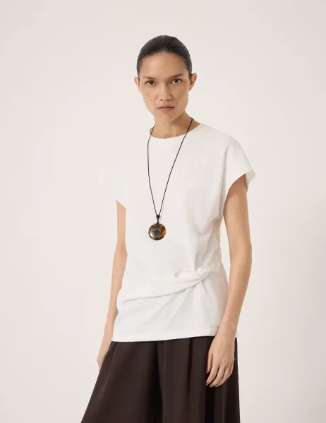 HUSH Pure Cotton Knot Detail Crew Neck T-Shirt White
