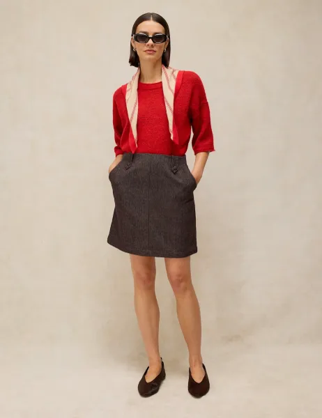 White Stuff Wool Blend Tweed Mini Column Skirt Plum