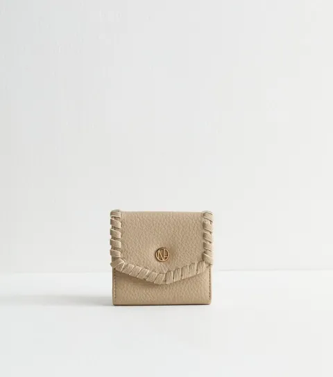 Mink Grained Faux Leather Whipstitched Purse