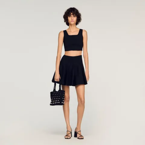 Cropped decorative knit jumper