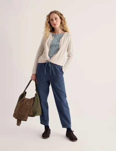 Seasalt Cornwall Cotton Rich Floral Round Neck Top Light Blue Mix