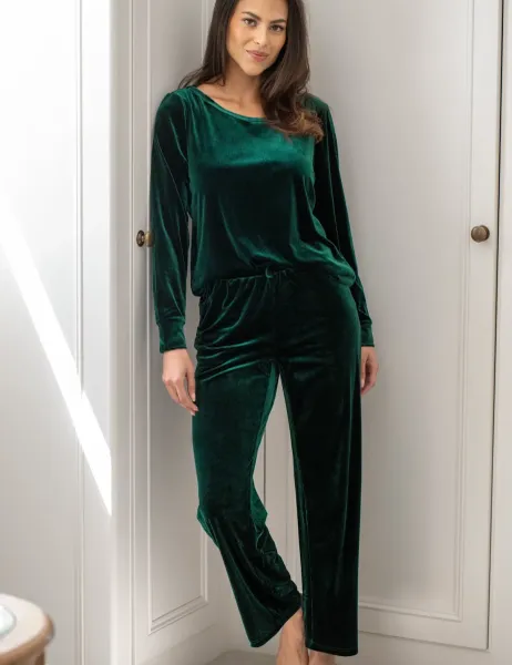Pour Moi Velour Pyjama Set Dark Green