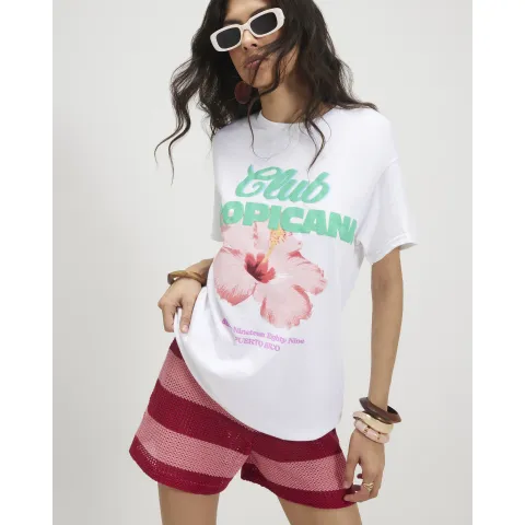 River Island Cotton Tropicana Boyfriend T-Shirt