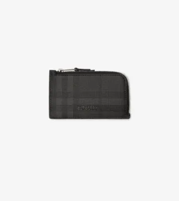 City Check Zip Card Case in Iron grey - Men, Cotton, Technical