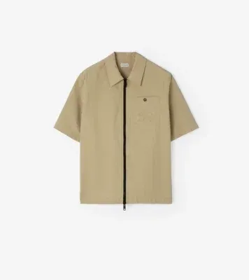 Nylon Zip Overshirt in Sparrow beige