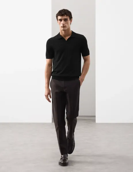 Autograph Pure Extra Fine Merino Wool Knitted Polo Shirt