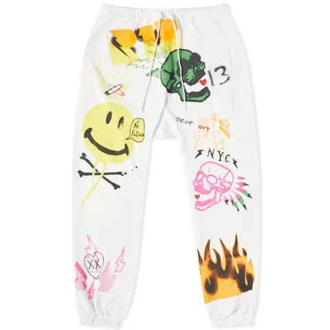 Graffiti Dropped Crotch Sweat Pant