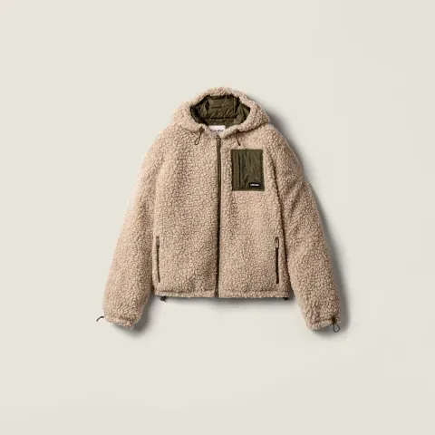 Medium-weight teddy down jacket with technical pongé