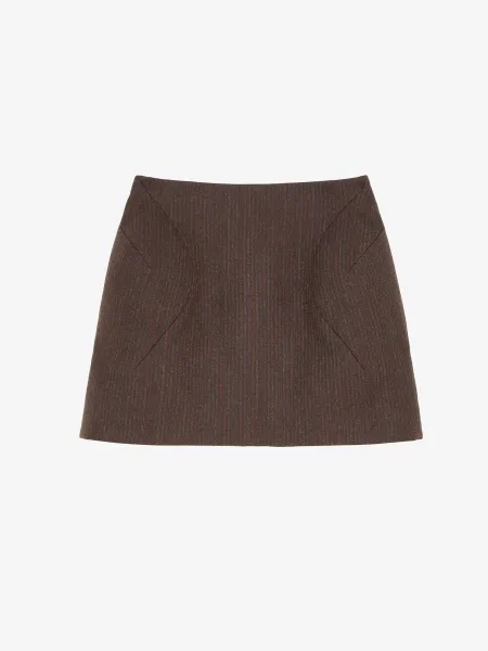Wool Pinstripe Mini Skirt