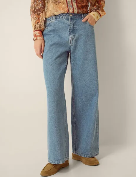 Monsoon High Waisted Wide Leg Jeans Light Blue