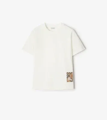 Check Label Cotton T-shirt in Chalk white