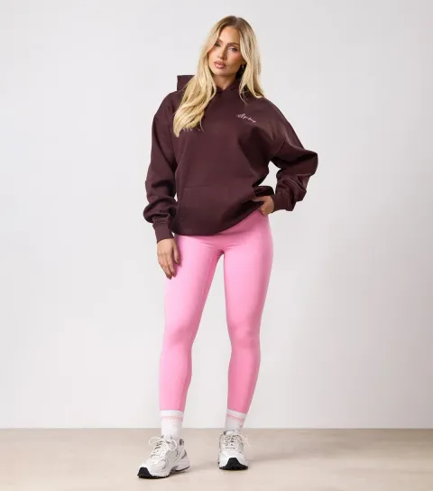 Women's Dark Brown Script Logo Hoodie