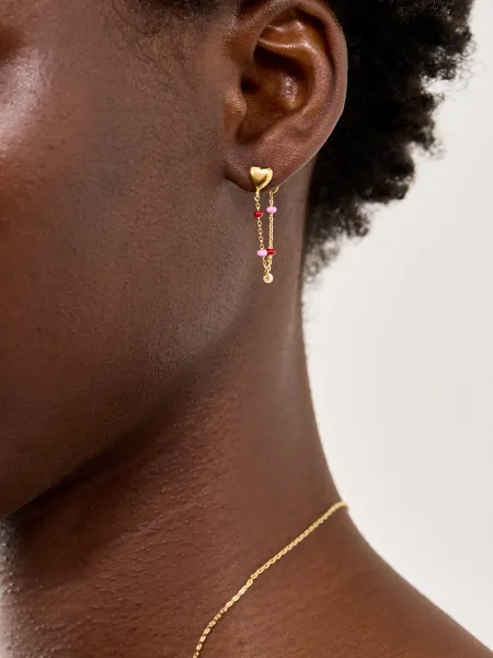 Enamel Copenhagen Lola Heart Stud Earrings 18kt Gold Plated Sterling Silver