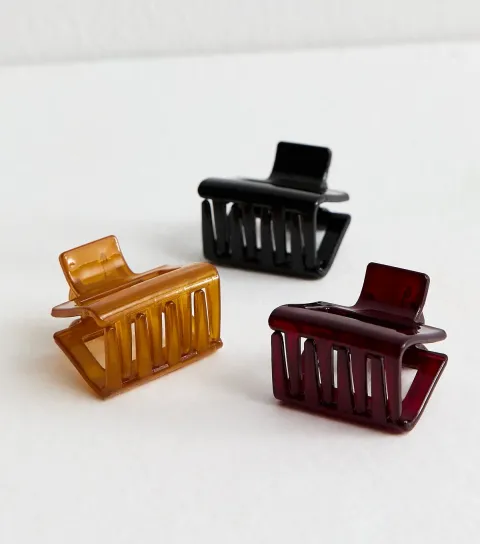 Multicolour Pack Of 3 Mini Translucent Rectangular Bulldog Clips