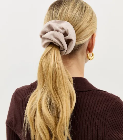 Oatmeal Oversized Linen Look Scrunchie
