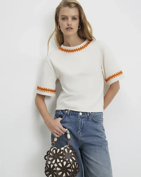 River Island Cotton Whipstitch T-Shirt