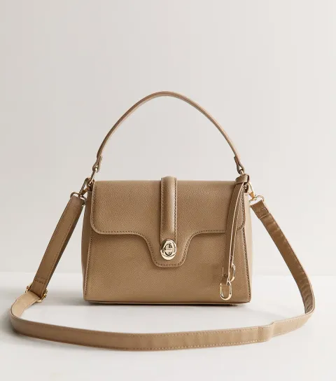 New Look Black Top Handle Front Clasp Crossbody Bag Vegan