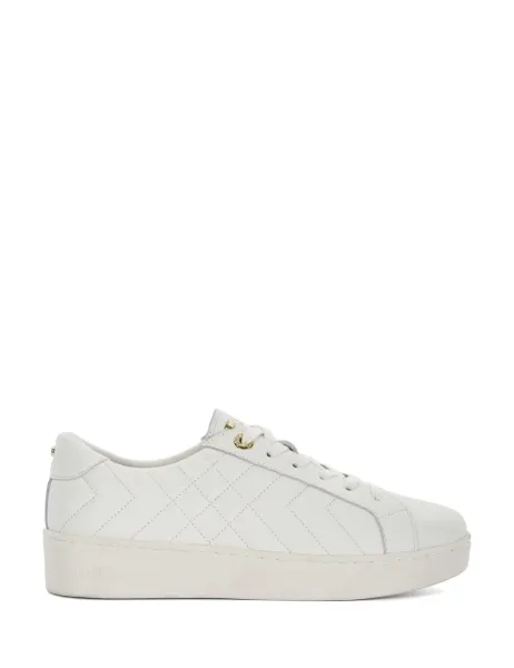 Dune London Wide Fit Leather Lace Up Quilted Trainers