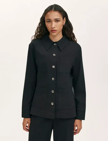 Finery London Ponte Jersey Collared Jacket Black