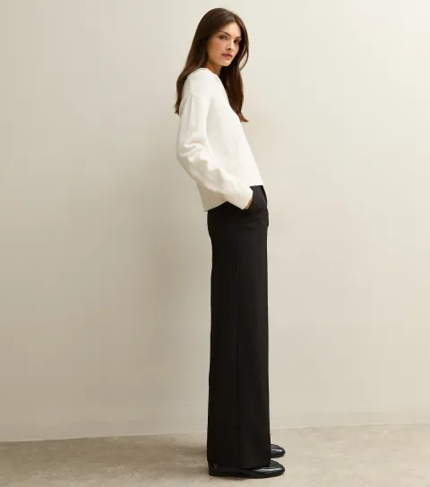 Women's Tall Black Pull On Wide Leg Trousers