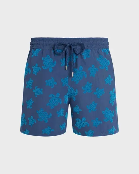 Vilebrequin Men Swim Shorts Flocked Ronde Des Tortues