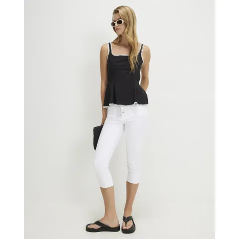 River Island Poplin Whipstitch Trim Peplum Top