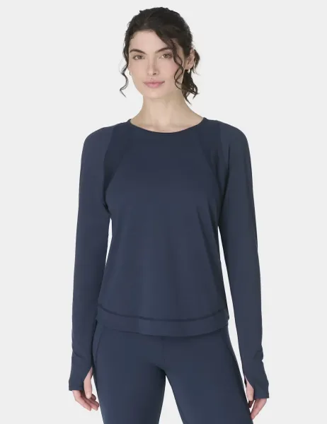 Sweaty Betty Breathe Easy Mesh Crew Neck Running Top Navy