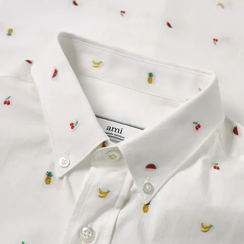 AMI Button Down Fruit Jacquard Shirt
