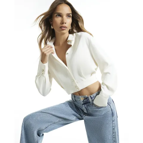 River Island Cropped Blouson Blouse